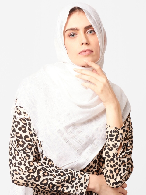 Dupatta Bazaar Women White Solid Linen Dupatta - Image 5