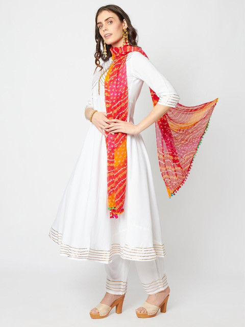 Dupatta Bazaar Red & White Printed Bandhani Dupatta - Image 5