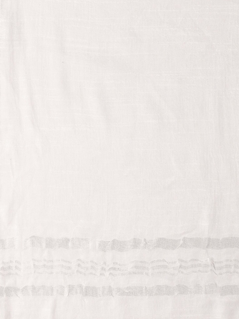 Dupatta Bazaar Women White Solid Linen Dupatta - Image 2