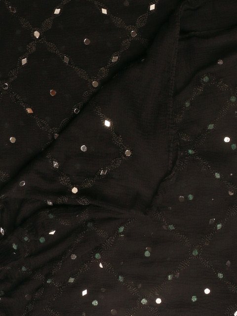 Dupatta Bazaar Black & White Embroidered Dupatta with Mirror Work - Image 3