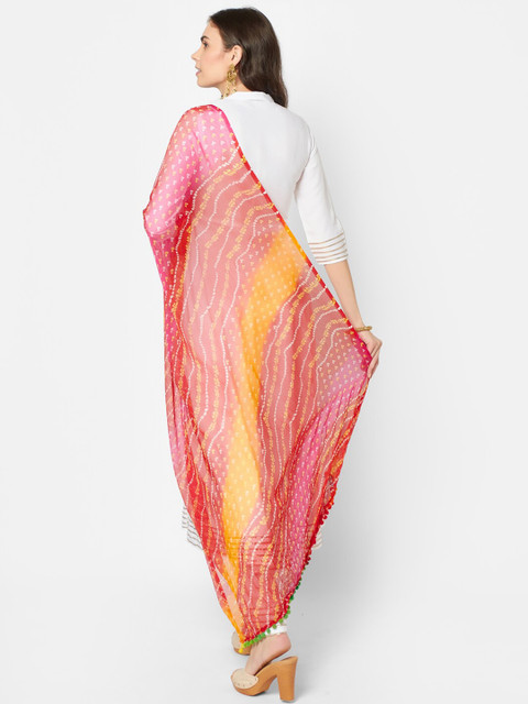 Dupatta Bazaar Red & White Printed Bandhani Dupatta - Image 6