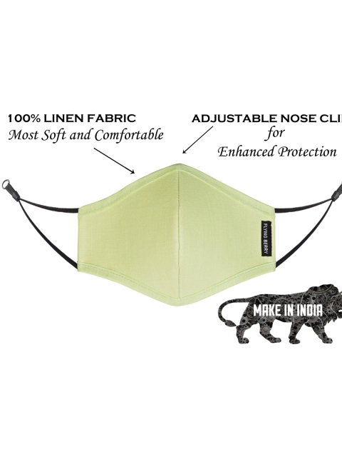 FLYING BERRY Pack Of 2 Lime Green Solid 3-Ply Reusable Anti Pollution N95 Masks - Image 4