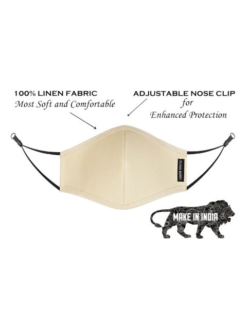 FLYING BERRY Unisex Pack Of 5 Solid 3-Ply Reusable Anti Pollution Linen N95 Masks - Image 3