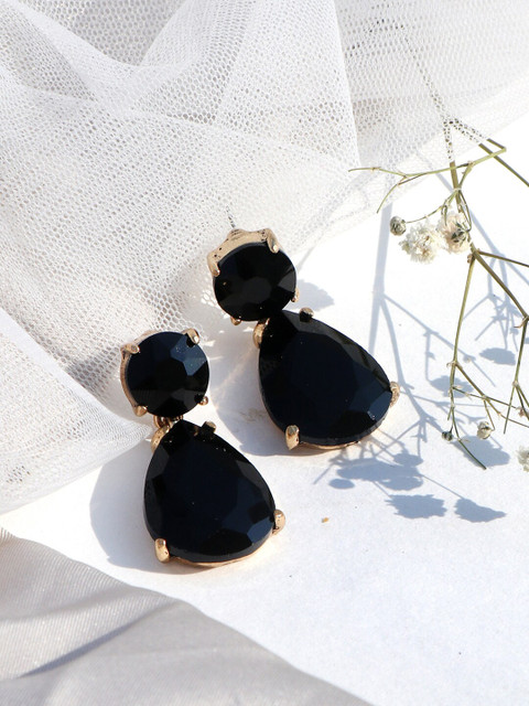 JOKER & WITCH Black Teardrop Shaped Drop Earrings