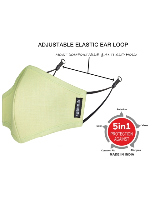 FLYING BERRY Pack Of 2 Lime Green Solid 3-Ply Reusable Anti Pollution N95 Masks - Image 5