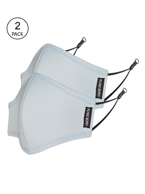 FLYING BERRY Unisex Blue Pack Of 2 Solid 3-Ply Reusable Anti Pollution Linen N95 Masks