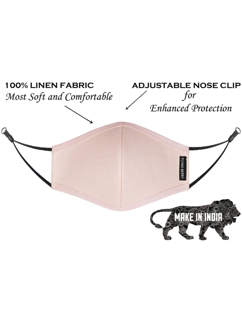FLYING BERRY Unisex Pink Pack Of 3 Solid 3-Ply Reusable Anti Pollution Linen N95 Masks - Image 5