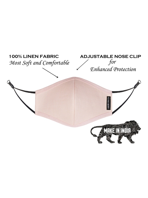 FLYING BERRY Adults Pink Pack Of 2 Solid 3-Ply Reusable Anti Pollution Linen N95 Masks - Image 4