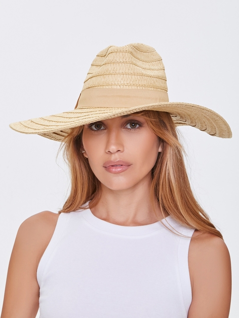 FOREVER 21 Women Cream-Coloured Faux Straw Panama Hat