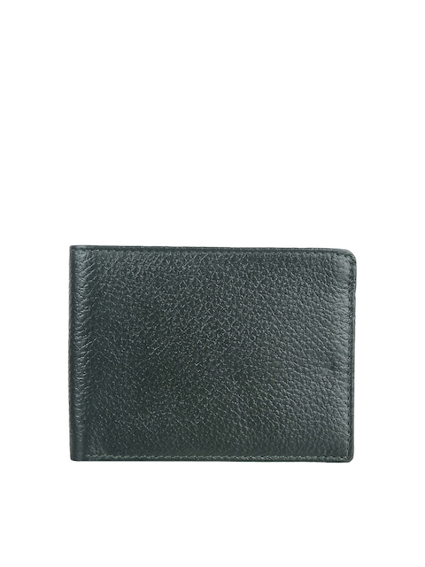 Swiss Design Men Green Textured Leather Two Fold Wallet