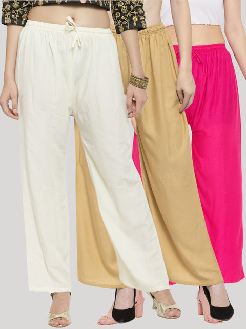 Clora Creation Women Multicoloured Pack of 3 Knitted Ethnic Palazzos