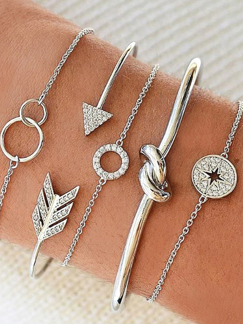 JOKER & WITCH Women 5 Silver-Toned Charm Bracelet