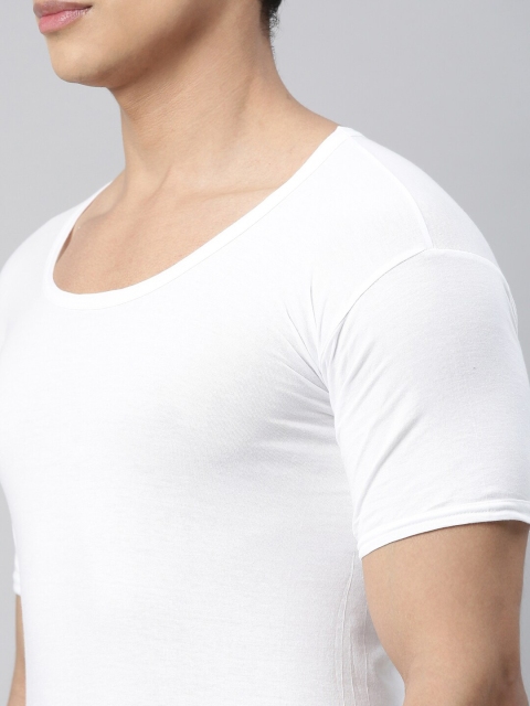 VIP Men Pack Of 4 White Solid Cotton Innerwear Vest - Image 2