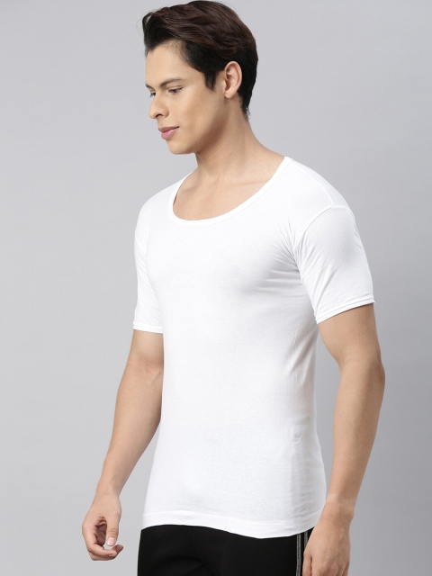 VIP Men Pack Of 4 White Solid Cotton Innerwear Vest - Image 3