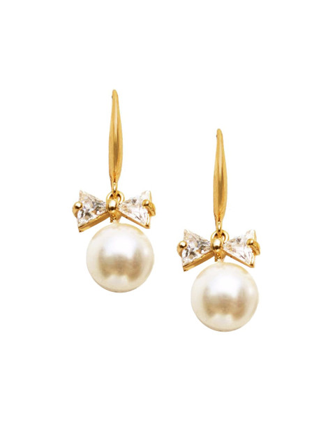 JOKER & WITCH Gold-Toned & Pearl Bow Detail Classic Hoop Earrings