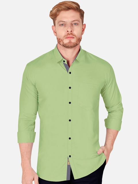 VeBNoR Men Green Slim Fit Casual Shirt