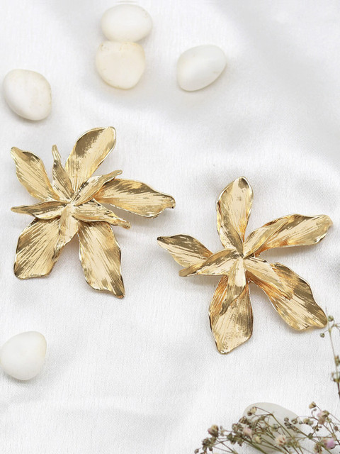 JOKER & WITCH Gold-Toned Floral Studs Earrings