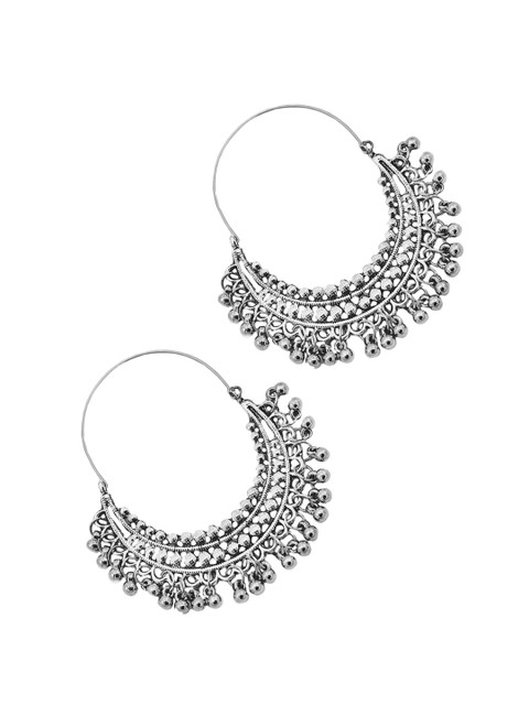 TEEJH Silver-Toned Contemporary Hoop Earrings - Image 3