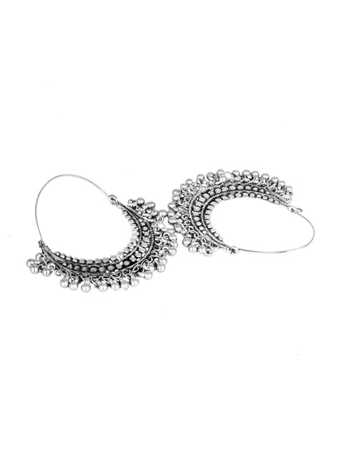 TEEJH Silver-Toned Contemporary Hoop Earrings - Image 4