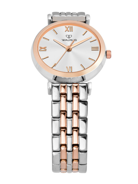 Walrus Women Silver-Toned Brass Dial & Rose Gold Toned Stainless Steel Bracelet Style Straps Analogue Watch - Image 5