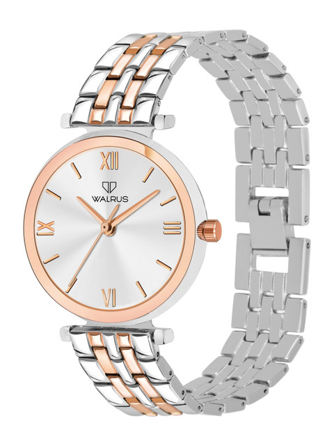 Walrus Women Silver-Toned Brass Dial & Rose Gold Toned Stainless Steel Bracelet Style Straps Analogue Watch - Image 2