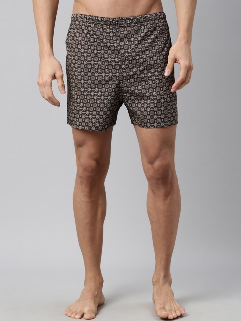 RARE RABBIT Men Brown & Beige Printed Pure Cotton Boxers