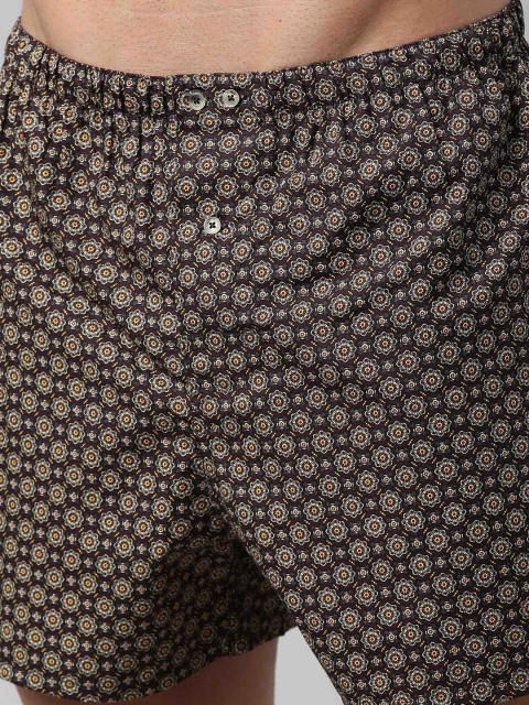 RARE RABBIT Men Brown & Beige Printed Pure Cotton Boxers - Image 4