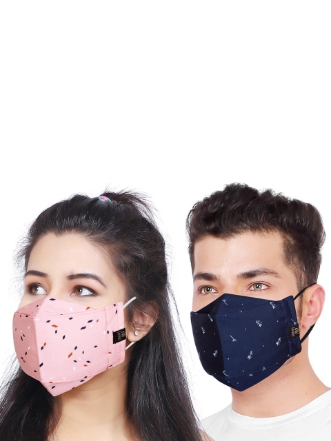 Buy CENWELL Unisex Pack Of 4 Blue Printed 6 Ply Reusable Pure Cotton 3D Cloth Masks - - Accessories for Unisex - Image 6