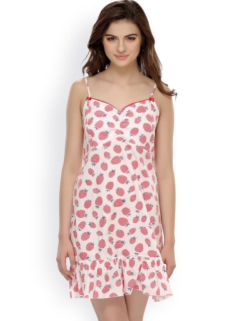 

Clovia White Printed Baby-Doll Nightdress NS0392P18