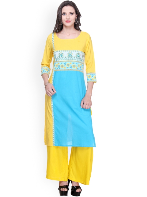 

Varanga Yellow & Blue Printed Kurta