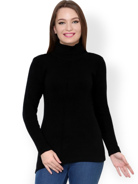 Women's Wool Pullover (993_black_M_Black_Medium)