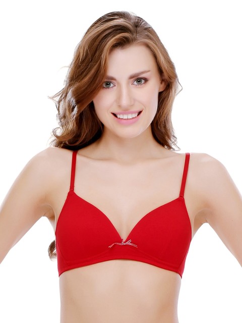 

Clovia Pink T-shirt Bra BR0340P04, Red