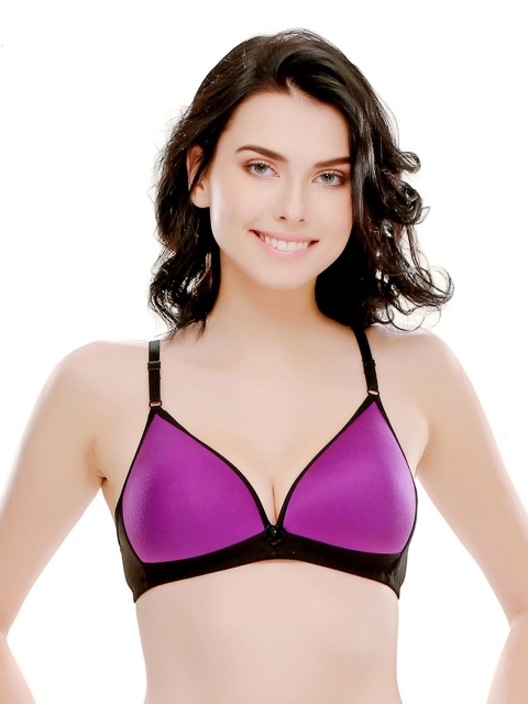 

Clovia Purple & Black T-shirt Bra BR0351P15