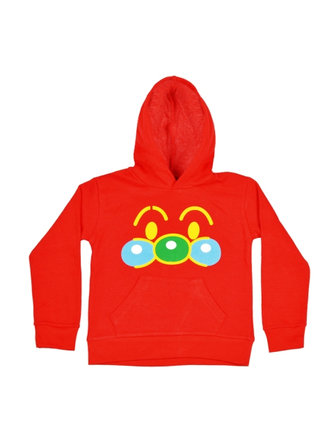 

GKIDZ Boys Red Hooded Printed Sweatshirt