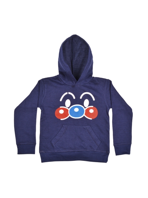 

GKIDZ Boys Navy Hooded Printed Sweatshirt, Navy blue