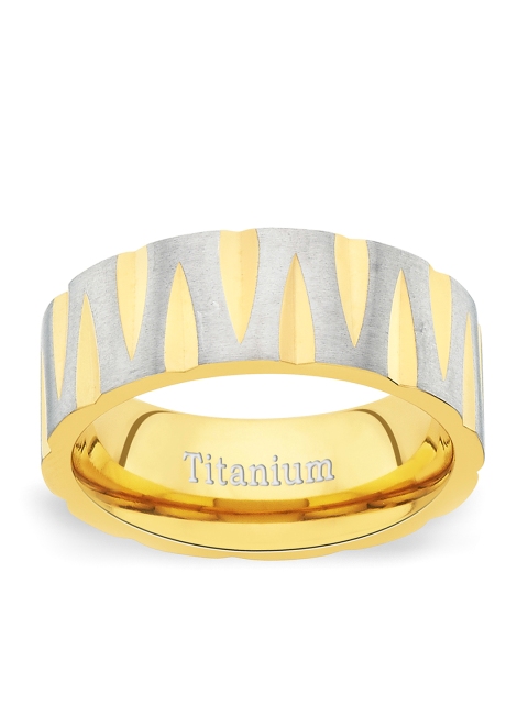 

Peora Men Silver-Toned & Gold-Toned Titanium Ring