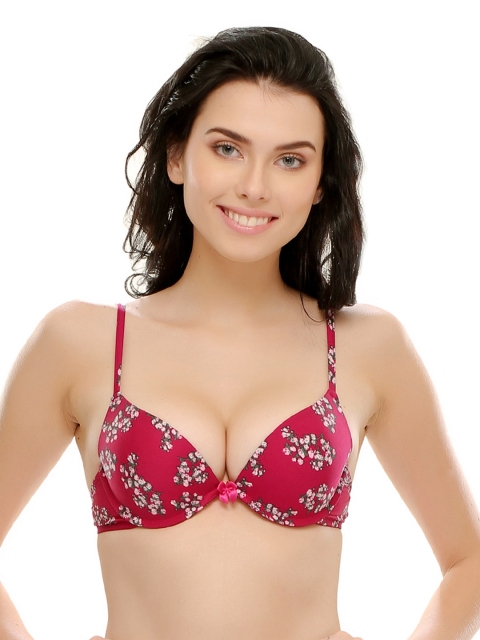 

Clovia Pink Printed Plunge Bra BR0081P1440D