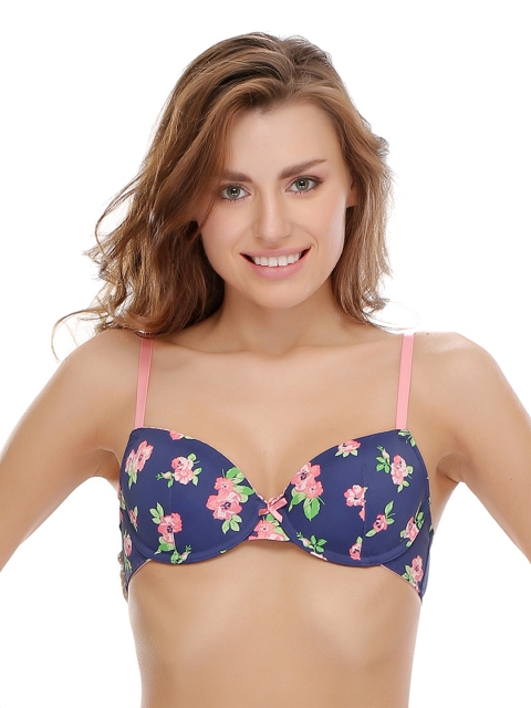 

Clovia Blue Printed Plunge Bra BR0302P0840D