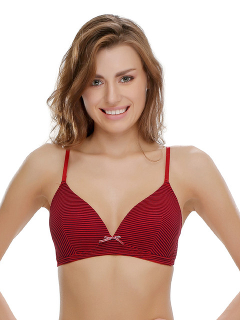 

Clovia Red Striped Plunge Bra BR0364P0440D