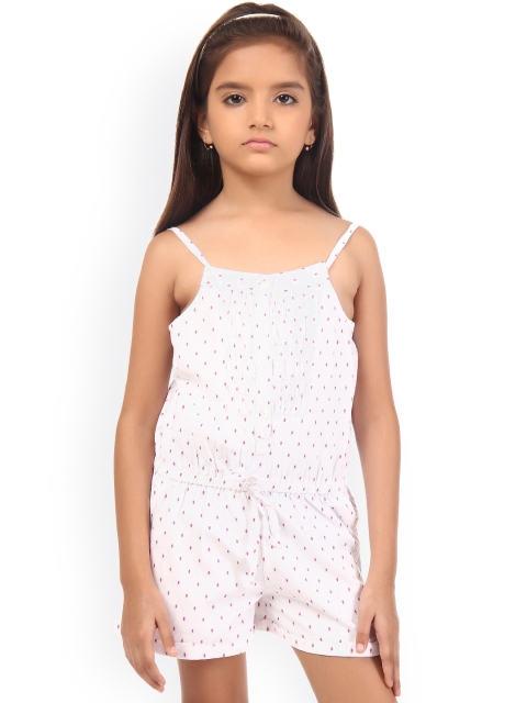 

Oxolloxo Girls White Printed Playsuit