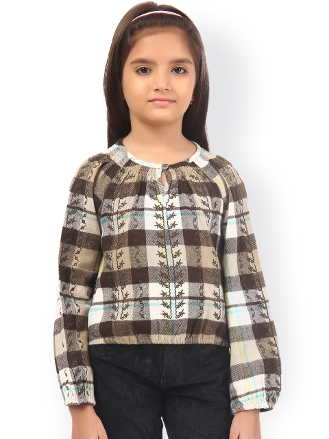 

Oxolloxo Girls Brown & White Checked Top