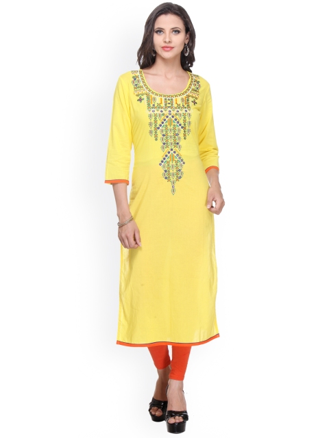 

Varanga Yellow Embroidered Kurta