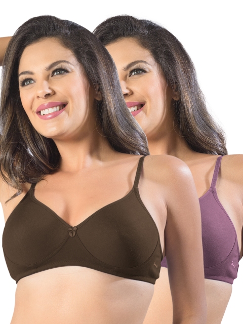 

Sonari Pack of 2 Full-Coverage T-shirt Bras, Coffee brown