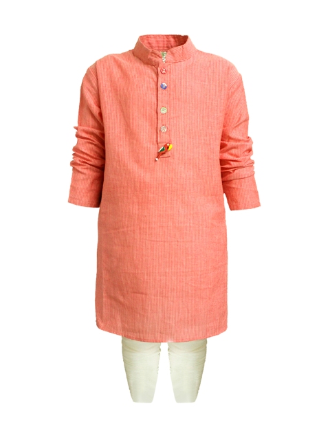 

A Little Fable Boys Orange & Off-White Clothing Set