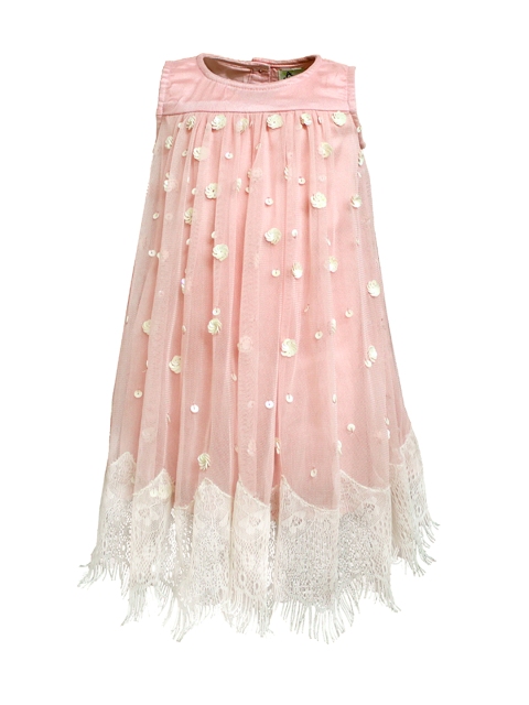 

A Little Fable Girls Pink Sequinned A-line Dress