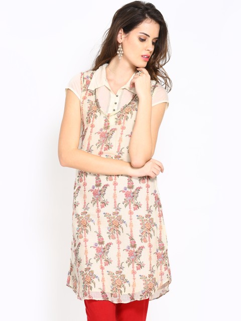 

Wishful by W Women Cream Printed Kurta