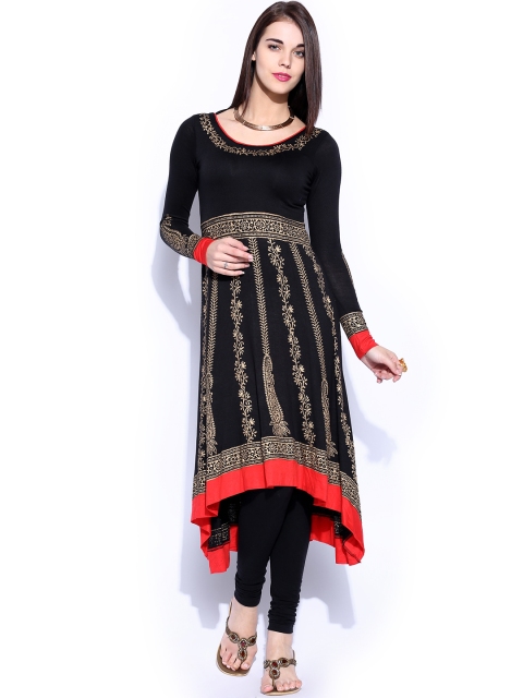 

Ira Soleil Women Black Printed Anarkali Kurta