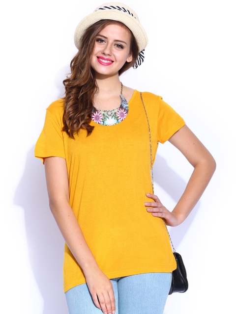 

DressBerry Women Mustard Yellow T-shirt