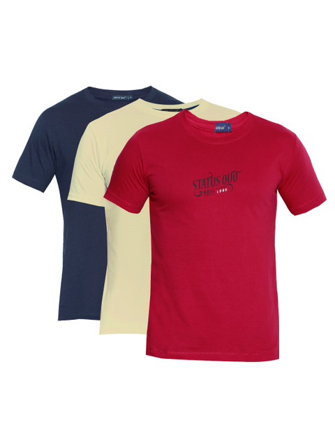 

Status Quo Men Pack of 3 Pure Cotton T-shirts, Red