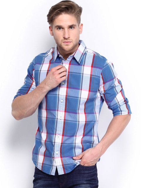 

United Colors of Benetton Men Blue & Red Checked Casual Shirt